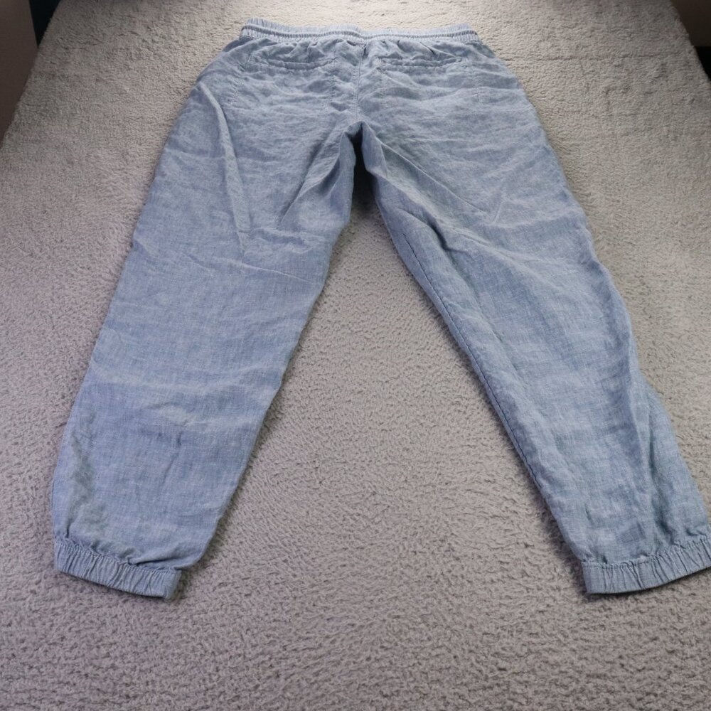 Athleta Retreat Linen Jogger Pants Womens 10 Blue Drawstring Pull On Athleisure - Picture 2 of 11